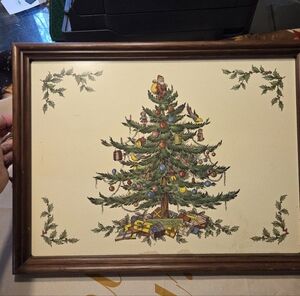 Spode Christmas Tree Pimpernel Acrylic Placemats England Corkboard 12" x9" Tray